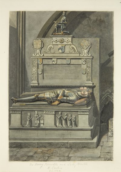 Sir Henry Newton és Lady Newton emlékműve a bristoli katedrálisban (ceruza és akvarell papíron) alkotó: Edward Cashin