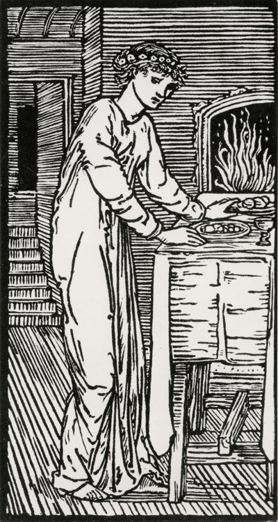 Psziché az asztal mellett alkotó: Edward Coley (after) Burne Jones