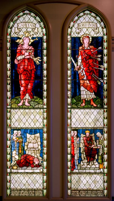 Jótékonyság és erő (David Lamenting és David Consoled), 1896 körül (festett üveg) alkotó: Edward Burne Jones