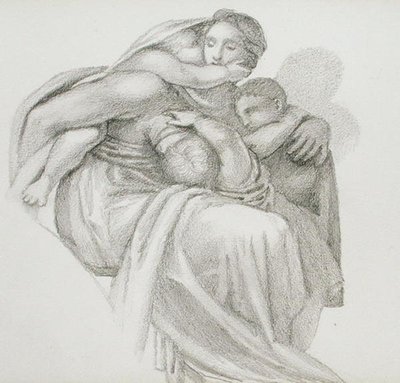 Anya és három gyermek (ceruza papíron) alkotó: Edward Coley Burne Jones