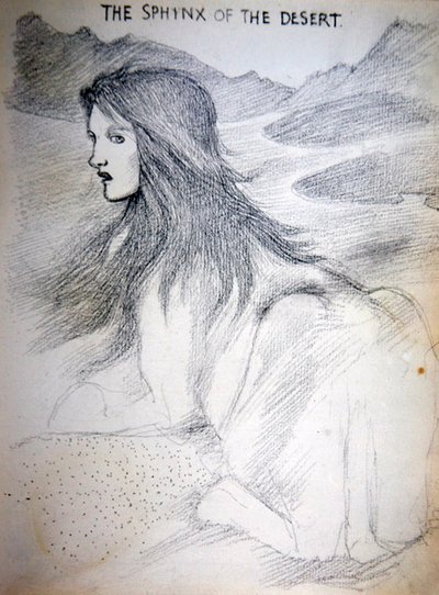 A sivatagi szfinx (ceruza papíron) alkotó: Edward Coley Burne Jones
