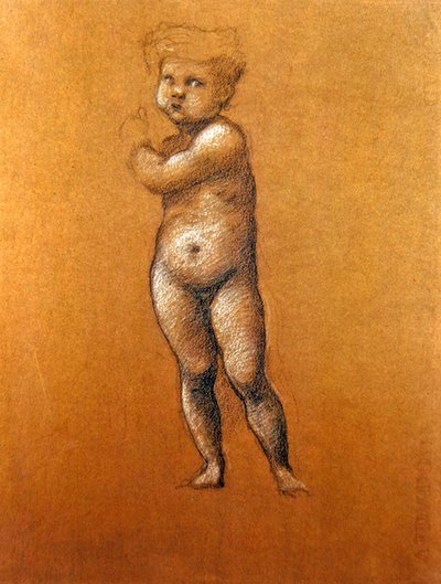 „Káin” vagy „Ábel” csecsemő alakjának tanulmányozása a római amerikai egyház mozaikjaihoz alkotó: Edward Coley Burne Jones