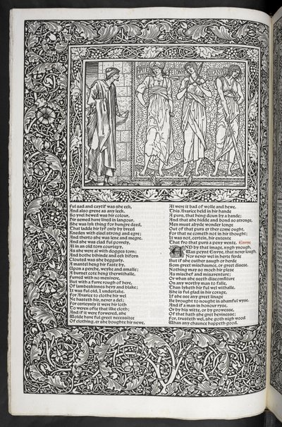 "Geoffrey Chaucer munkái most újonnan Sir Edward Burne-Jones által tervezett képekkel" alkotó: Edward Coley Burne Jones