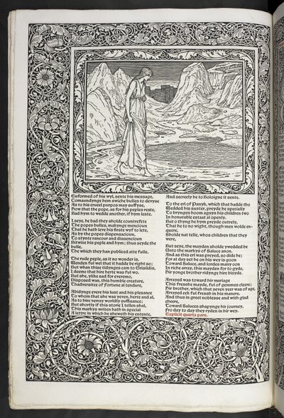 "Geoffrey Chaucer munkái most újonnan Sir Edward Burne-Jones által tervezett képekkel" alkotó: Edward Coley Burne Jones