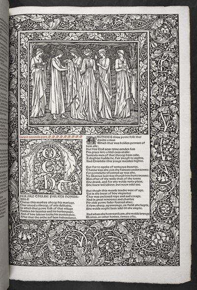 "Geoffrey Chaucer munkái most újonnan Sir Edward Burne-Jones által tervezett képekkel" alkotó: Edward Coley Burne Jones