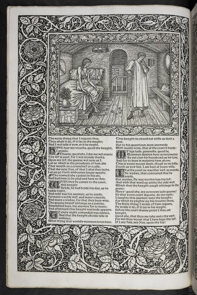 "Geoffrey Chaucer munkái most újonnan Sir Edward Burne-Jones által tervezett képekkel" alkotó: Edward Coley Burne Jones