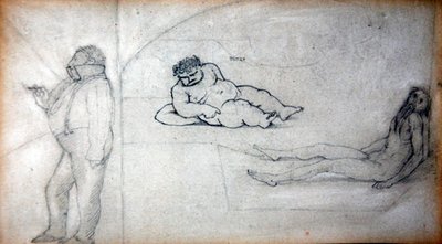 William Morris és a művész a gőzfürdőben, 1890 körül (ceruza papíron) alkotó: Edward Coley Burne Jones