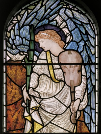 Angyal pálmával és hegedűvel, 1877 (ólomüveg) alkotó: Edward Burne Jones
