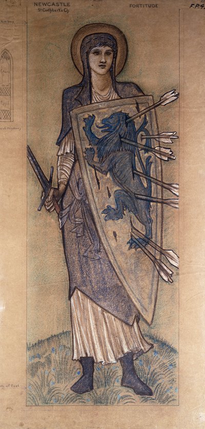 Fortitude: ólomüveg ablak terve a Newcastle-i St. Cuthbert templomban, 1896 körül alkotó: Edward Burne Jones