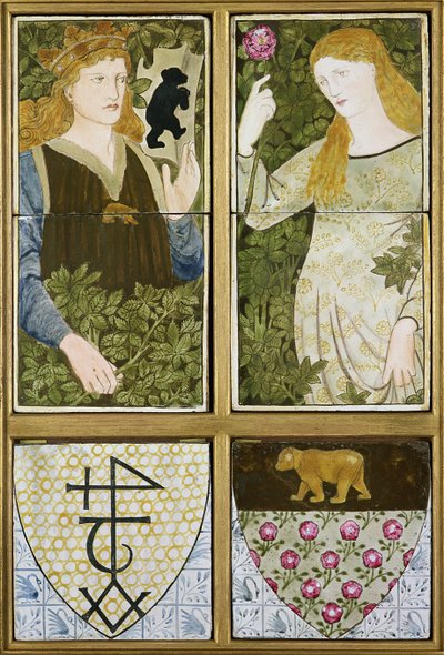 King Arthur és Queen Guinevere, Six Tile Panel gyártó Morris, Marshall, Faulkner & Co. (kerámia) alkotó: Edward Burne Jones