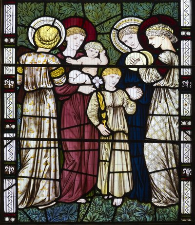 Anyák és gyerekek, 1865 (festett üveg) alkotó: Edward Burne Jones