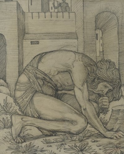 Nabukodonozor füvet eszik, 1878 (kréta papíron) alkotó: Edward Burne Jones