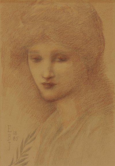 Laura Lyttelton (született: Tennant) portréja lesütött szemmel, 1885 alkotó: Edward Burne Jones