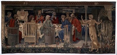 Küldetés a Szent Grál kárpitokért, 1. panel, A kerekasztal lovagjai, akiket a Strange Damsel küldetésbe idézett, 1898-1899 alkotó: Edward Burne Jones
