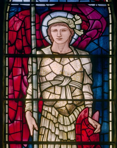 Rottingdean, St Margaret, Morris & Co., Edward Burne-Jones, East Window, St Michael részlet, 1893 alkotó: Edward Burne Jones