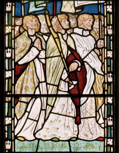Transzparenseket viselő szentek, 1865 (festett üveg) alkotó: Edward Burne Jones