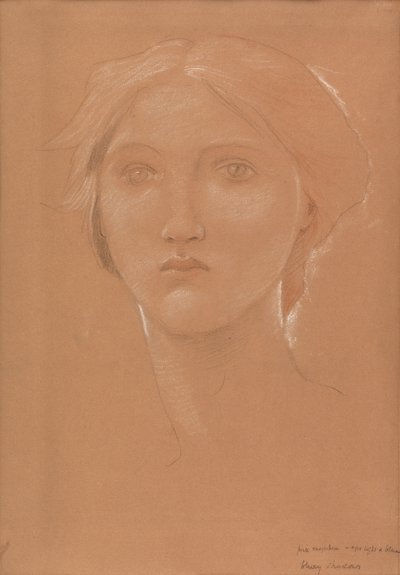 Tanulmány Margaret Burne-Jones fejéről a „Cophetua király és a kolduslány” számára (kréta papíron) alkotó: Edward Coley Burne Jones