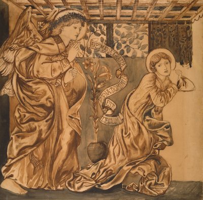 Angyali üdvözlet (akvarell papíron) alkotó: Edward Burne Jones