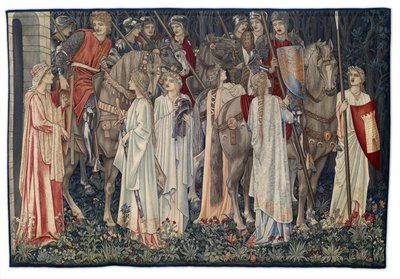 A lovagok fegyverkezése és távozása, a művész által tervezett és a Morris & Co. által szőtt kárpit, 1895-96 alkotó: Edward Burne Jones