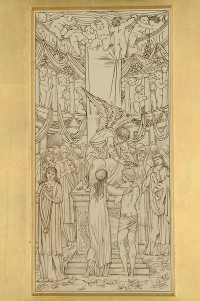 A misztikus házasság, 1871-74 (tinta papíron) alkotó: Edward Burne Jones