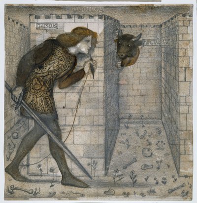 Thészeusz és a Minotaurusz a labirintusban alkotó: Edward Burne Jones