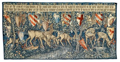 Zöldség szarvasokkal és pajzsokkal, a művész által tervezett gobelin, amelyet Morris and Co. szőtt, 1909 alkotó: Edward Burne Jones