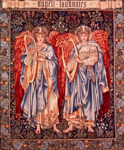 Angeli Laudantes, Henry Dearle által tervezett gobelin Edward Burne-Jones eredetileg 1877/78-ban rajzolt figuráival, amelyet a Merton Abbeyben szőtt 1894-ben Morris and Co. (gyapjú és selyem pamuton) alkotó: Edward Coley and Dearle John Henry Burne Jones