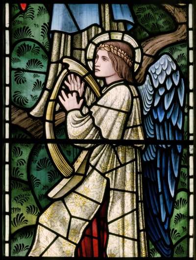 Wilden, All Saints, Morris & Co., Edward Burne-Jones, John Henry Dearle (1859-1932), Angels Of Paradise, Angel Musicians, részlet, 1902-1914, Louisa, Alfred, The Baldwins, miniszterelnök, metodista, Wo alkotó: Edward Coley and Dearle Burne-Jones