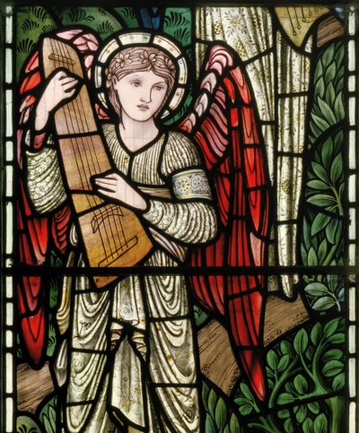 Wilden, All Saints, Morris & Co., Edward Burne-Jones, John Henry Dearle (1859-1932), Angels Of Paradise, Angel Musicians, részlet, 1902-1914, Louisa, Alfred, The Baldwins, miniszterelnök, metodista, Wo alkotó: Edward Coley and Dearle Burne-Jones