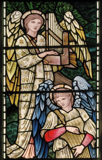 Wilden, All Saints, Morris & Co., Edward Burne-Jones, John Henry Dearle (1859-1932), Angels Of Paradise, Angel Musicians, részlet, 1902-1914, Louisa, Alfred, The Baldwins, miniszterelnök, metodista, Wo alkotó: Edward Coley and Dearle Burne-Jones