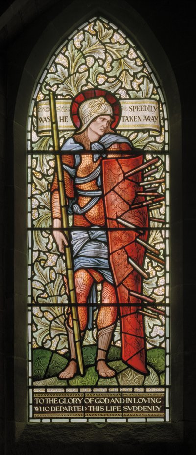 Wilden, All Saints, Morris & Co., Edward Burne-Jones, John Henry Dearle (1859-1932), Fortitude, 1902-1914, Louisa, Alfred, The Baldwins, miniszterelnök, metodista, Worcestershire, Arts & Crafts, Rudya alkotó: Edward Coley and Dearle Burne-Jones