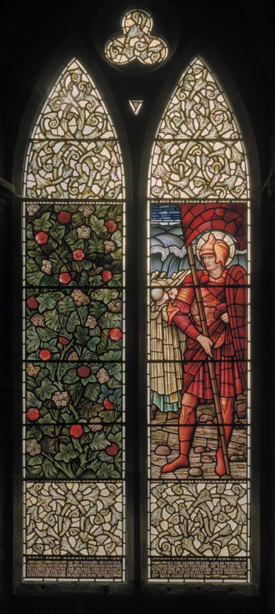 Wilden, All Saints, Morris & Co., Edward Burne-Jones, John Henry Dearle (1859-1932), Foliage & Joshua, 1902-1914, Louisa, Alfred, The Baldwins, miniszterelnök, metodista, Worcestershire, Arts & Crafts alkotó: Edward Coley and Dearle Burne-Jones