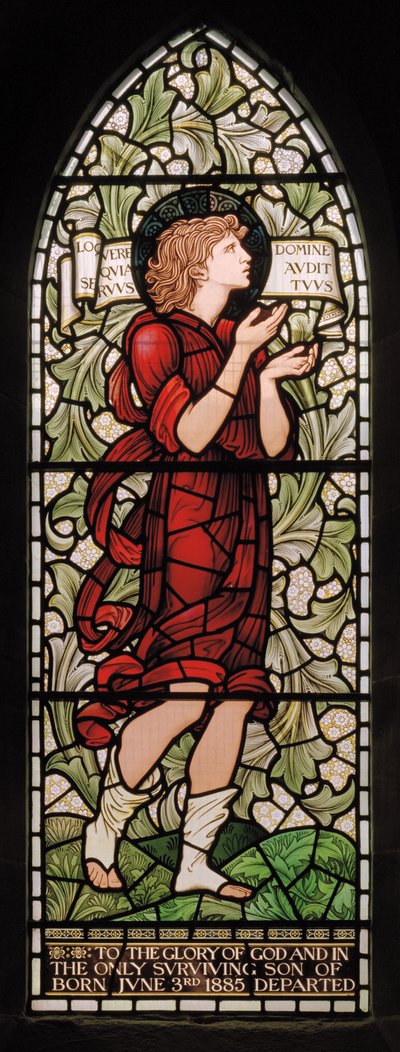 Wilden, All Saints, Morris & Co., Edward Burne-Jones, John Henry Dearle (1859-1932), Samuel, 1902-1914, Louisa, Alfred, The Baldwins, miniszterelnök, metodista, Worcestershire, Arts & Crafts, Rudyard alkotó: Edward Coley and Dearle Burne-Jones