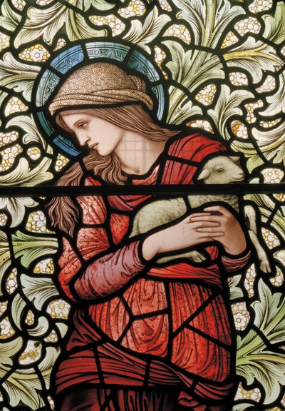 Wilden, All Saints, Morris & Co., Edward Burne-Jones, John Henry Dearle (1859-1932), St Agnes, részlet, 1902-1914, Louisa, Alfred, The Baldwins, miniszterelnök, metodista, Worcestershire, Arts & Crafts alkotó: Edward Coley and Dearle Burne-Jones