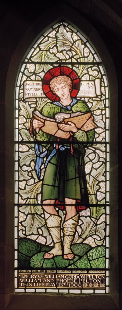 Wilden, All Saints, Morris & Co., Edward Burne-Jones, John Henry Dearle (1859-1932), Timothy, 1902-1914, Louisa, Alfred, The Baldwins, miniszterelnök, metodista, Worcestershire, Arts & Crafts, Rudyard alkotó: Edward Coley and Dearle Burne-Jones