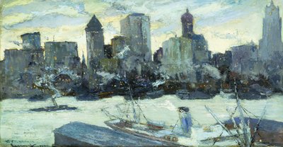 New York kikötője télen alkotó: Edward Cucuel