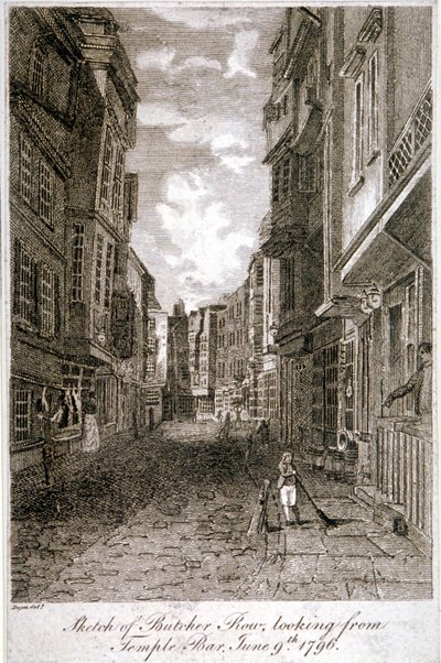Butcher Row, Westminster, London, 1796. alkotó: Edward Dayes