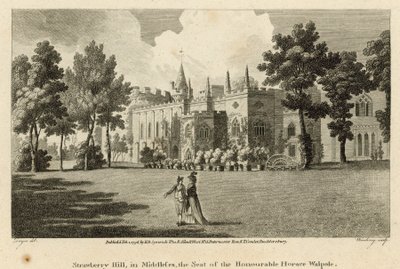 Strawberry Hill, Twickenham, London, a tiszteletreméltó Horace Walpole székhelye. alkotó: Edward Dayes