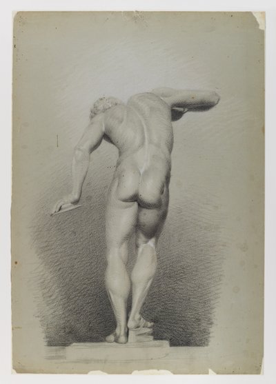 Akt-tanulmány, 1848 körül (fekete-fehér zsírkréta kékeszöld, közepes súlyú, enyhén texturált vászonpapírra) alkotó: Edward Docker