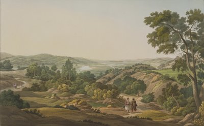 Olimpiai síkság, 6. tábla a „Nézetek Görögországban” 1. részéből, J. Bailey metszete, 1820 (akvatinta) alkotó: Edward Dodwell