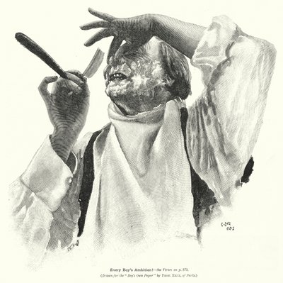 Férfi borotválkozik (litográfia) alkotó: Edward Ertz