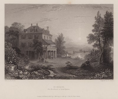 Villa Diodati, Lord Byron rezidenciája (metszet) alkotó: Edward Francis (after) Finden