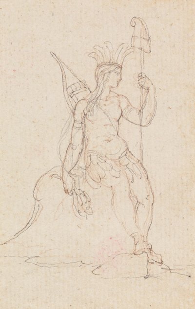 Amerika allegóriája a Szabadság sapkáját cipelő Amerika 1760-1848 körül (toll, fekete tinta, grafit és vörös kréta) alkotó: Edward Francis Burney