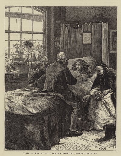 Látogatás a St Thomas kórházban, Surrey Gardensben alkotó: Edward Frederick Brewtnall