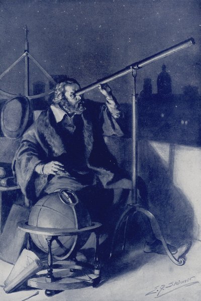 Galileo új világokat fedez fel (színes litográfia) alkotó: Edward Frederick Skinner