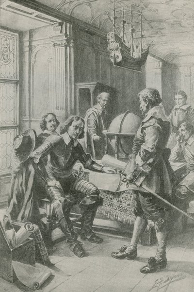 Robert Blake felhívja Oliver Cromwellt (litográfia) alkotó: Edward Frederick Skinner