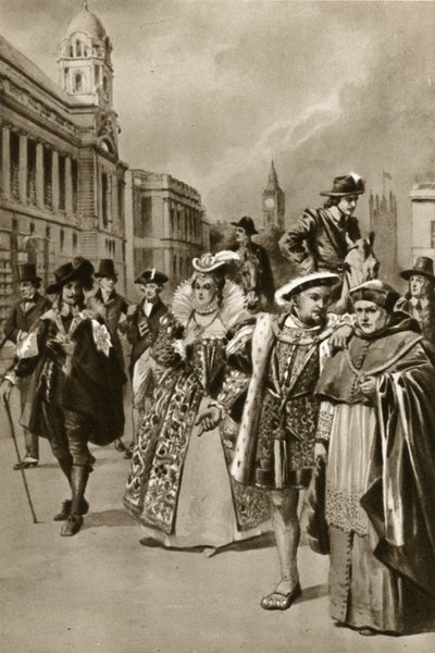 London utcái: Henrik király, Wolsey bíboros (lithó) alkotó: Edward Frederick Skinner