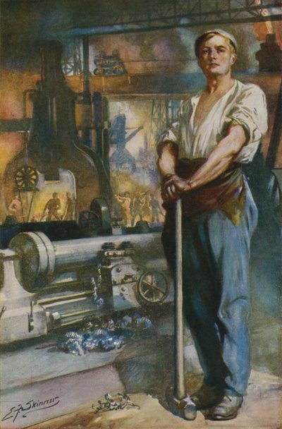 A gépkorszak erős embere (színes litográfia) alkotó: Edward Frederick Skinner