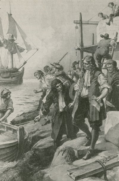 Winstanley-t kalózok hurcolták el (litográfia) alkotó: Edward Frederick Skinner