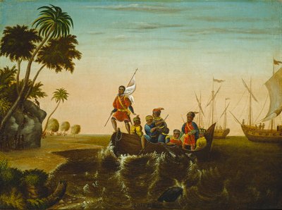 Kolumbusz partraszállása, 1837 körül alkotó: Edward Hicks